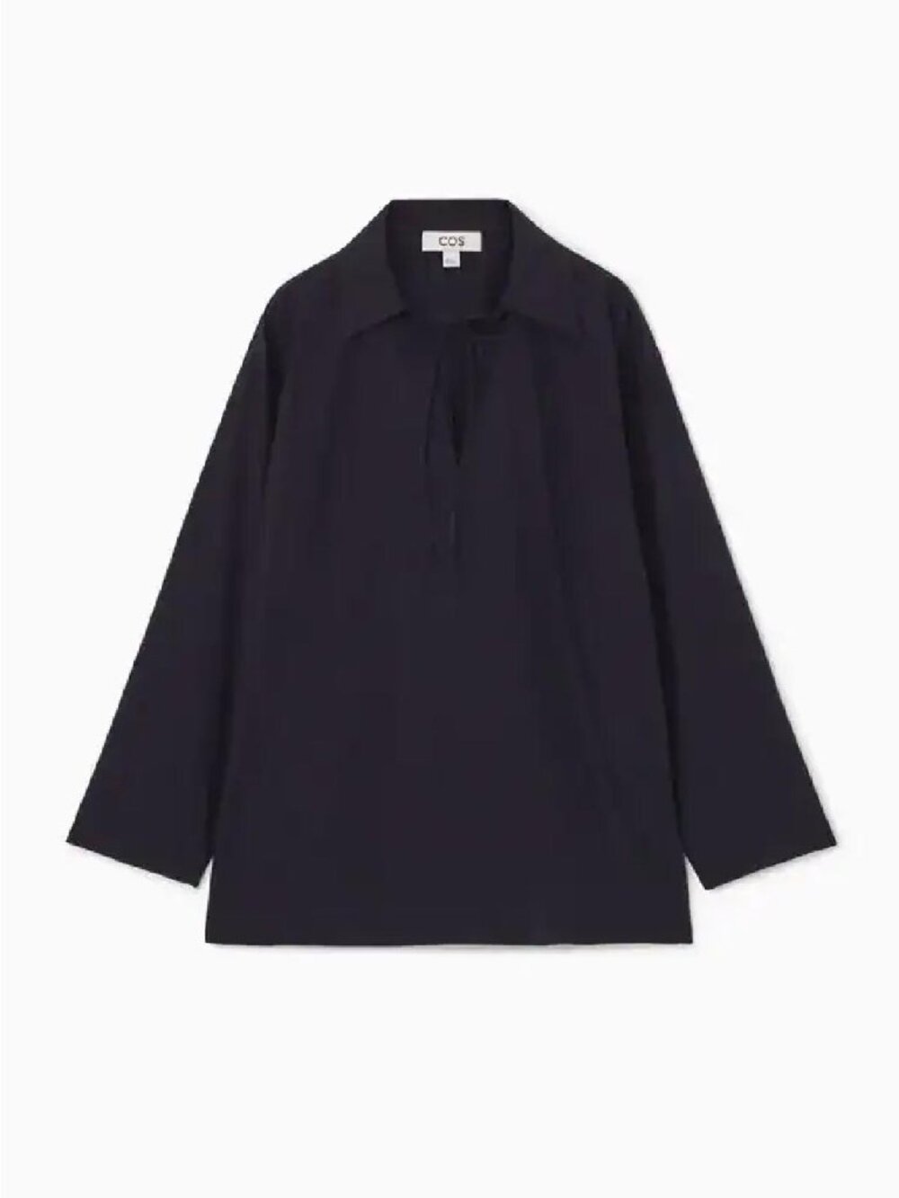 COS  TIE-FRONT V-NECK BLOUSE size 4 /Navy
